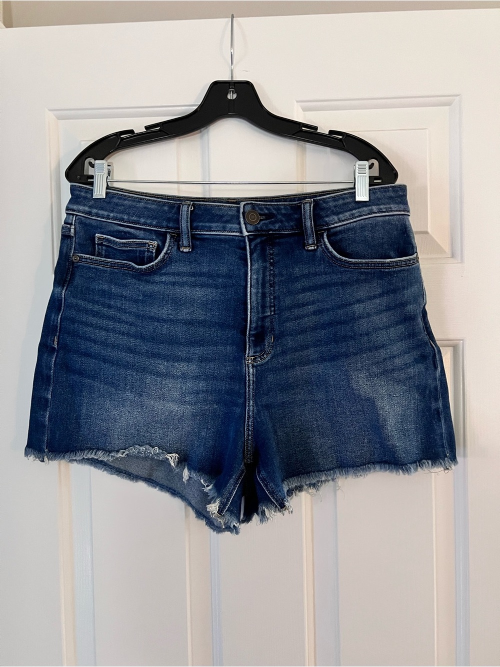 LC Lauren Conrad Dark Blue Frayed Hem Denim Shorts